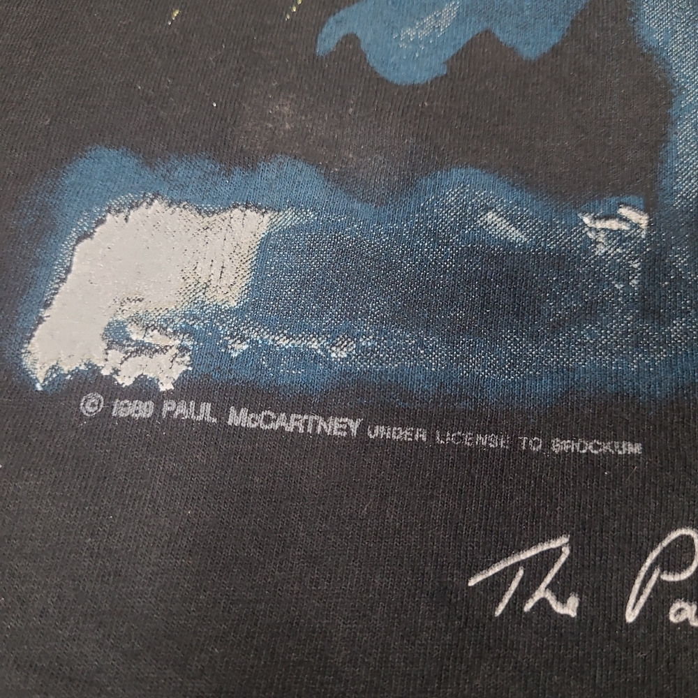 Vtg 80s Paul McCartney 1989‎ -90 World Tour T-Shirt Black Sz Xl Single Stitch - Picture 3 of 11